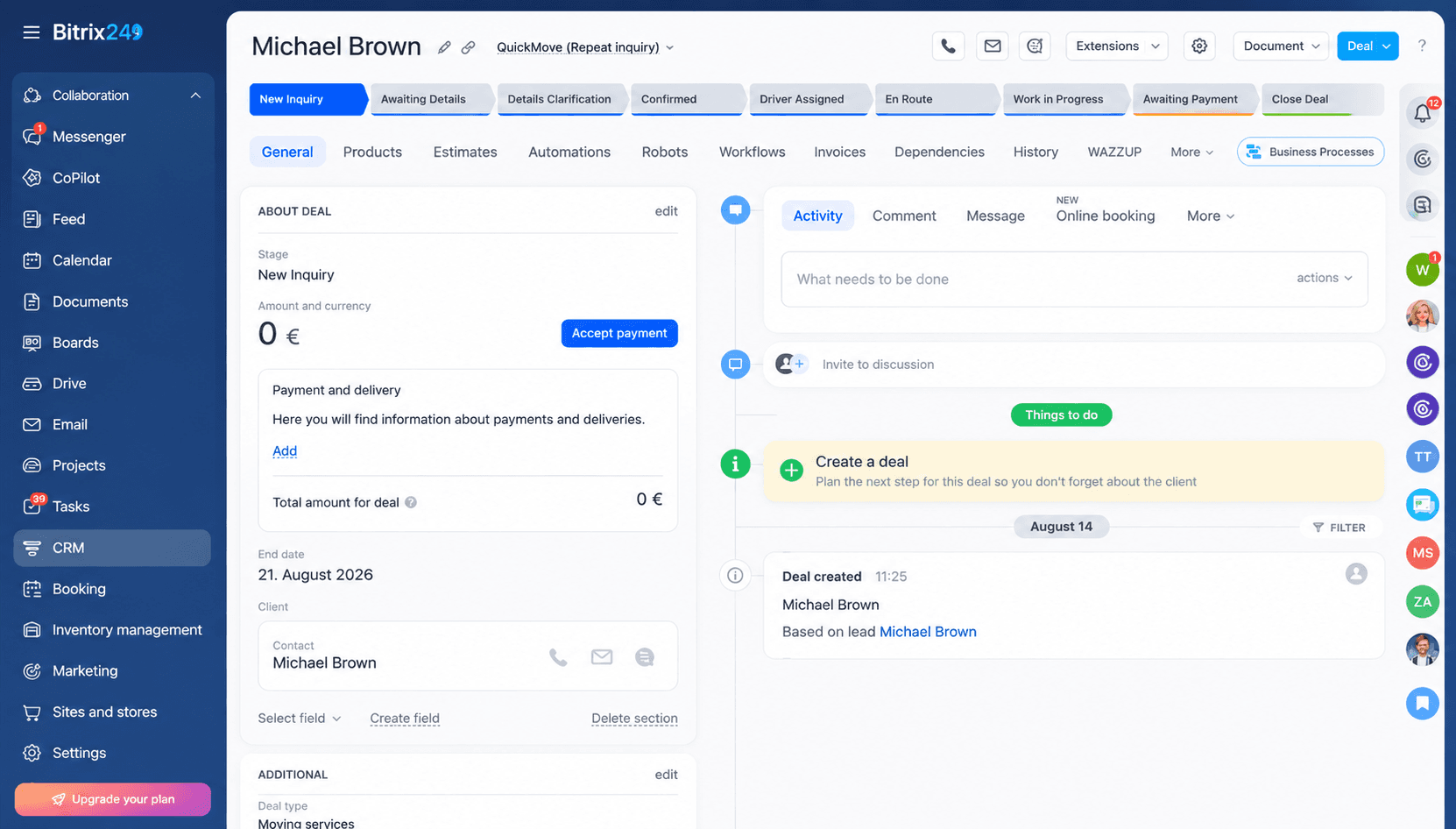 KhataGo Bitrix24 deal details and payment workflow