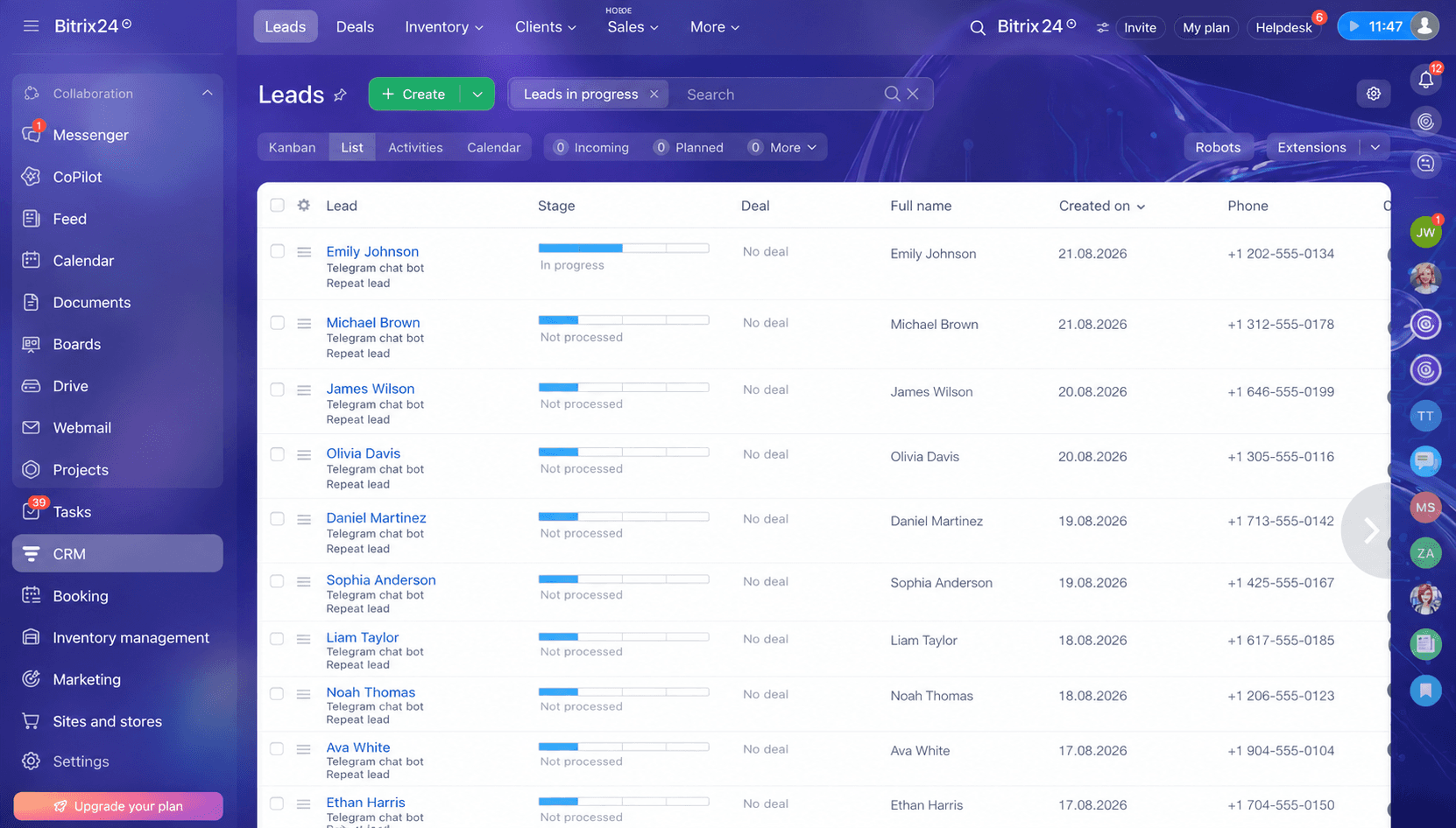 KhataGo Bitrix24 leads and deals pipeline